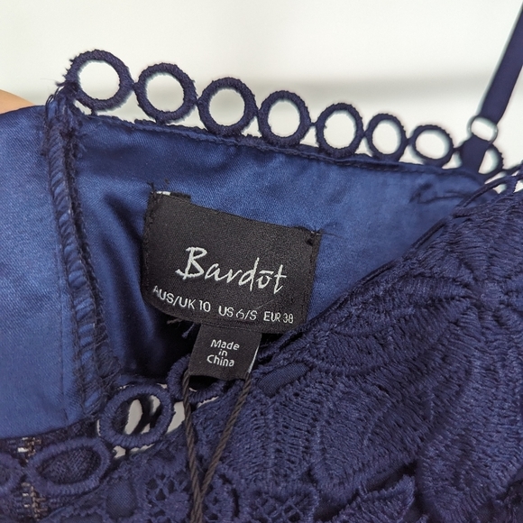 Bardot | NWT Koko Floral Lace Navy Blue Sleeveless Midi Dress - Picture 3 of 10